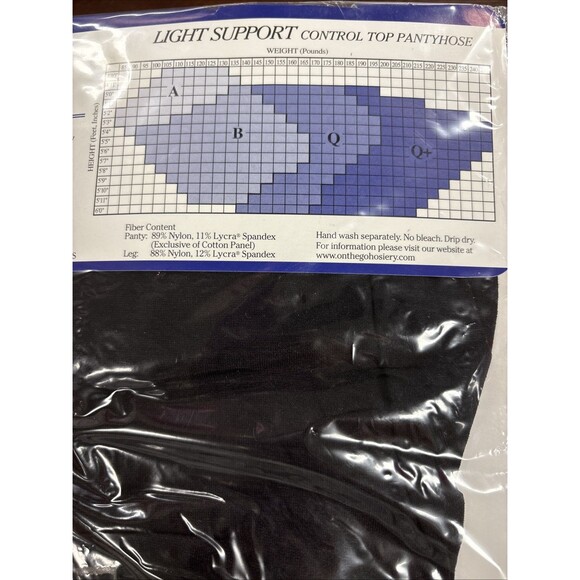 On The Go! Light Support Control Top Pantyhose In Black Size Queen Nylon/Spandex - Picture 5 of 5